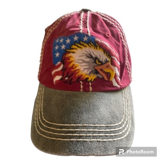 KBETHOS American Eagle Distressed Dark Burgundy StrapBack. Excellent Condition. - Picture 1 of 5